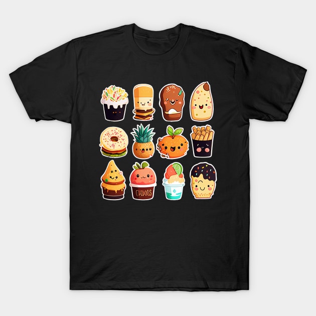 #5 Cute happy food dessert sticker pack T-Shirt by KawaiiFoodArt